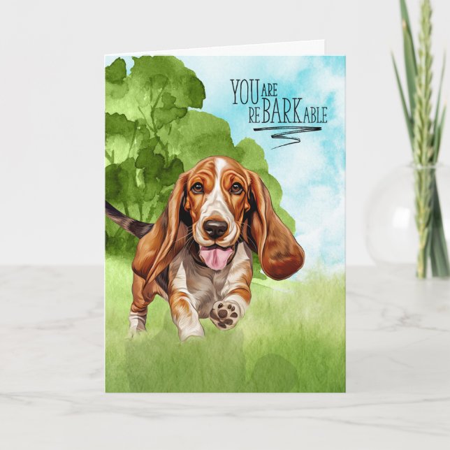 Tarjeta Felicitaciones reBARKable Basset Hound Dog (Anverso)