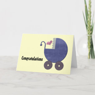 Tarjeta Felicitaciones Recién nacido Boy con arte de Pram