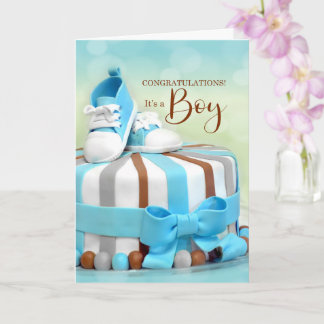 Tarjeta Felicitaciones Recién nacido Boy en azul y marrón