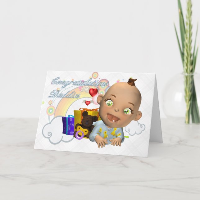 Tarjeta Felicitaciones recién nacido gay/lesbiana (Anverso)