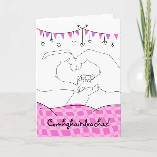 Tarjeta Felicitaciones Recién nacido Hija Gaélico Irlandés (Anverso)