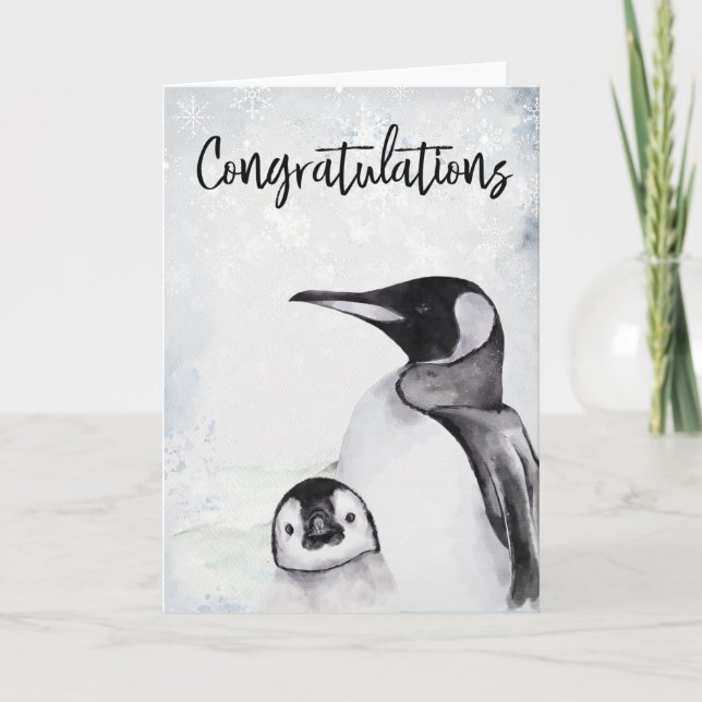 Tarjeta Felicitaciones Recién nacido Mama Penguin Winter S (Anverso)