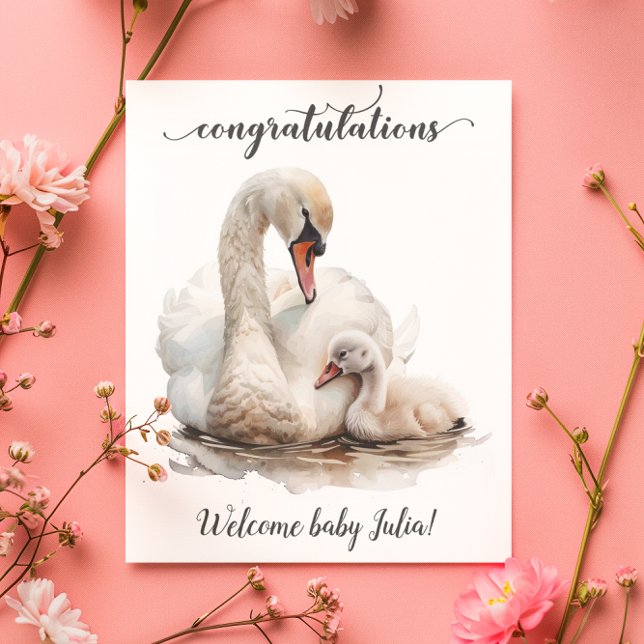 Tarjeta Felicitaciones Recién nacido Swan Mother (Subido por el creador)