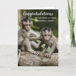 Tarjeta Felicitaciones Recién nacido Twins Monkey Card