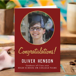 Tarjeta Felicitaciones rojas graduado foto graduación