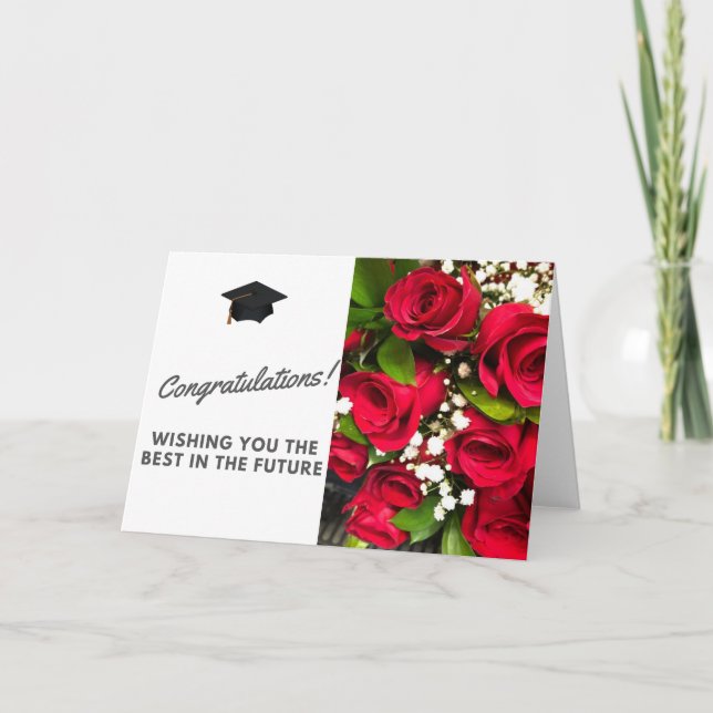 Tarjeta Felicitaciones Rosas de graduación (Anverso)