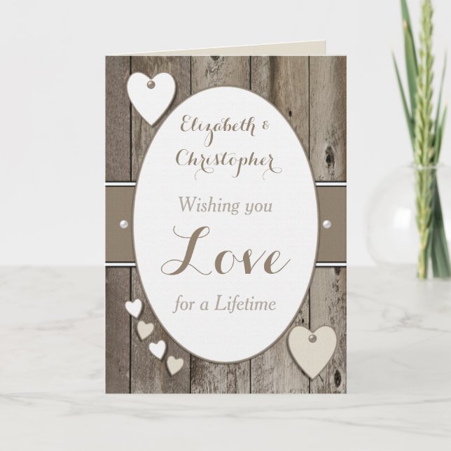 Tarjeta Felicitaciones Rustic Wedding Day white (Anverso)