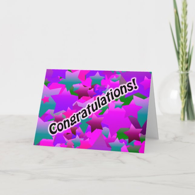 Tarjeta Felicitaciones Stars Purple (Anverso)