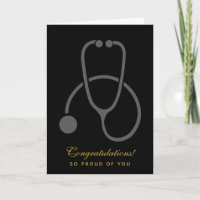 Felicitaciones Stethoscope Gris elegante sobre neg