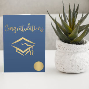 Tarjeta Felicitaciones Tapón de Oro de Graduación Metálico
