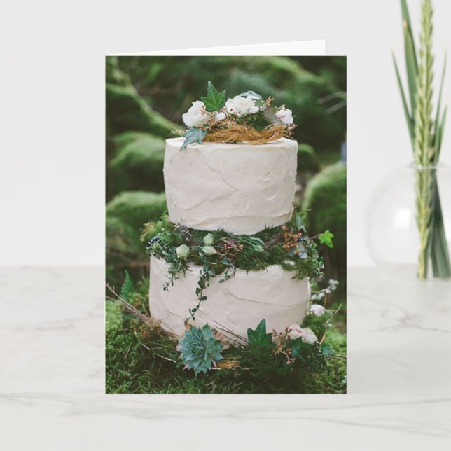 Tarjeta Felicitaciones - Torta Boda de Woodland (Anverso)