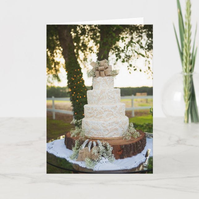 Tarjeta Felicitaciones - Torta Rustica Boda (Anverso)