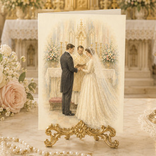 Tarjeta Felicitaciones tradicionales de boda católica