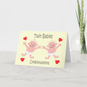 Tarjeta Felicitaciones Twin Babies Cute Personalizado