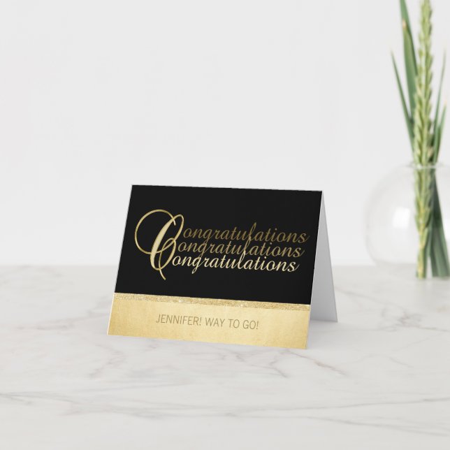 Tarjeta FELICITACIONES únicas personalizadas Oro negro (Anverso)