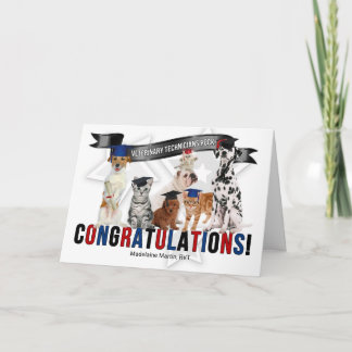 Tarjeta Felicitaciones Vet Tech Graduate Gatos y Perros