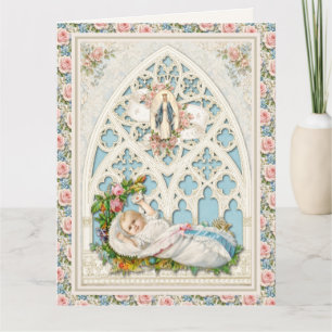 Tarjeta Felicitaciones vintage católicas para bebé