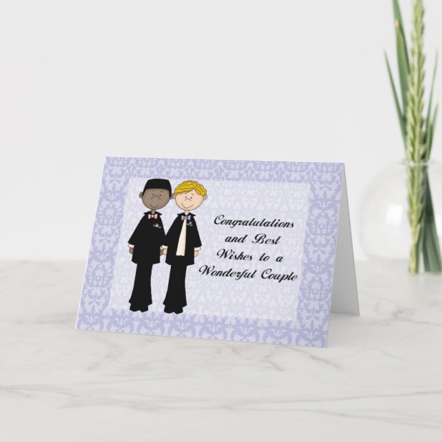 Tarjeta Felicitaciones y mejores deseos Boda C masculino g (Anverso)