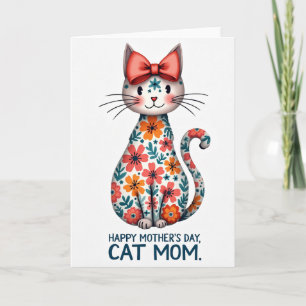 Tarjeta Felina Floral de Papel de Aluminio Falso