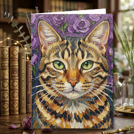 Tarjeta Feline y Floral | Feliz Cumpleaños