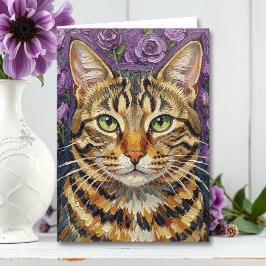 Tarjeta Felino y Floral | Feliz Cumpleaños Hermana