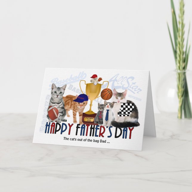 Tarjeta Felinos deportivos para papá en el día del padre (Anverso)