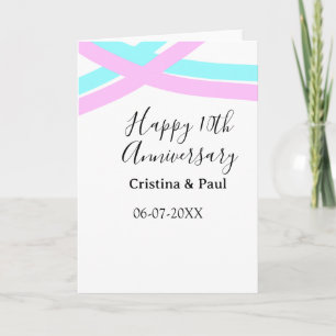 Tarjeta Feliz 10º aniversario nombre de boda simple minima