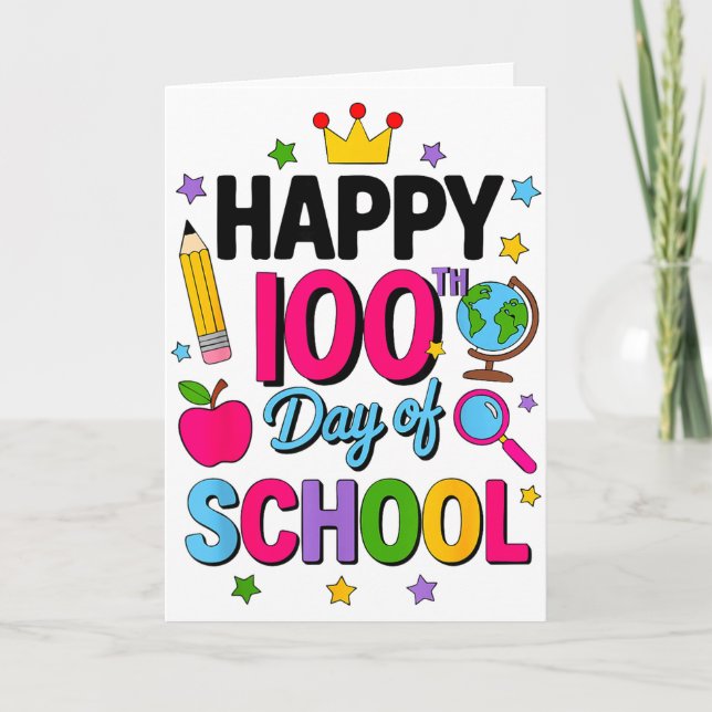 Tarjeta Feliz 100º Día De Escuela 100 Días Más Inteligente (Anverso)