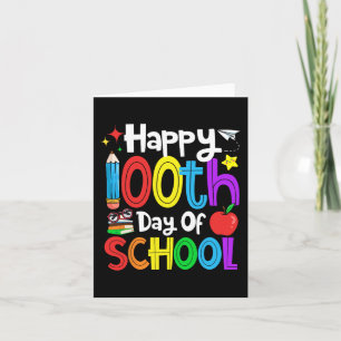 Tarjeta Feliz 100.º día de escuela estudiantes niños maest