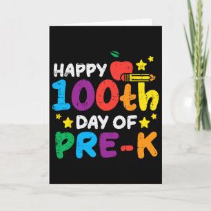 Tarjeta Feliz 100.º Día De Pre K Manzana 100 Días Té Escol