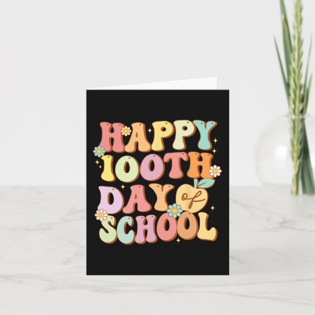 Tarjeta Feliz 100° Día De Enseñanza De Alumnos Cutos Escol (Anverso)