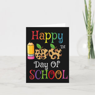 Tarjeta Feliz 100° Día De La Escuela Leopard Print Teacher