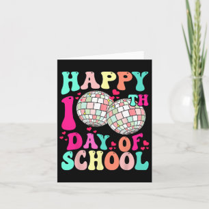 Tarjeta Feliz 100° Día De La Escuela Retro Disco 100 Días