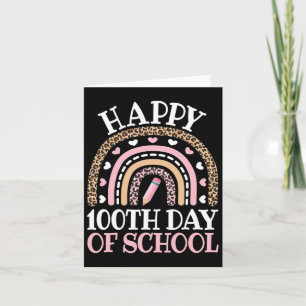 Tarjeta Feliz 100° Día del Colegio 100 días Leopard Rainbo