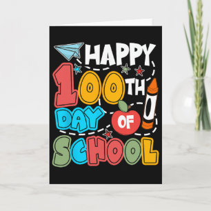 Tarjeta Feliz 100 Días De Colegio Manzana Profesor Estudia
