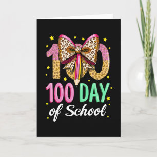 Tarjeta Feliz 100 Días de Escuela Maestros Lazo Rosa Lindo