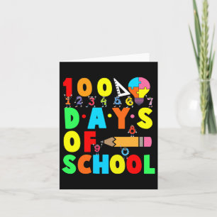 Tarjeta Feliz 100 Días De Escuela Maestros Niños Niño Feli