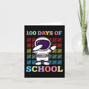 Tarjeta Feliz 100 Días De Escuela Niños Dabbing Astronauta