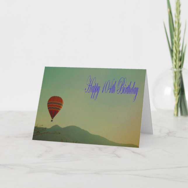 Tarjeta Feliz 104° Aniversario de Globo de Aire Caliente (Anverso)