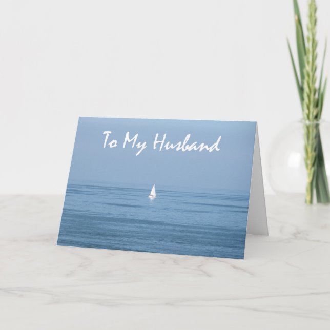 Tarjeta Feliz 10° Aniversario Esposo - Barco de vela (Anverso)