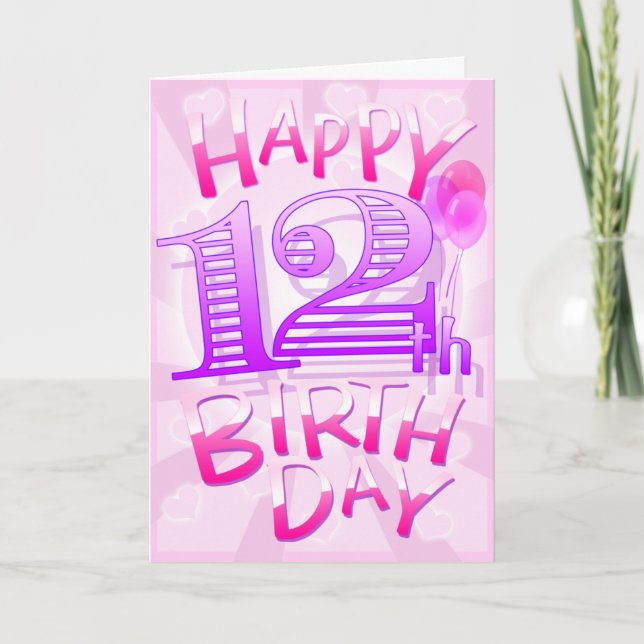 Tarjeta Feliz 12° cumpleaños (Anverso)