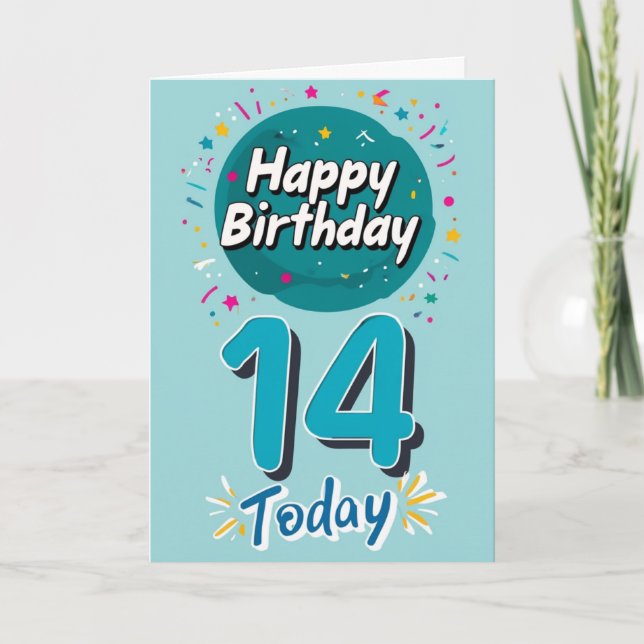 Tarjeta Feliz 14º cumpleaños (Anverso)