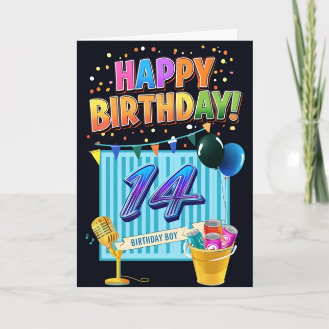 Tarjeta Feliz 14º cumpleaños (Anverso)