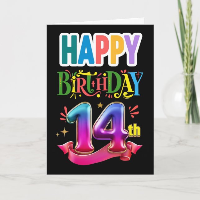 Tarjeta Feliz 14º cumpleaños (Anverso)