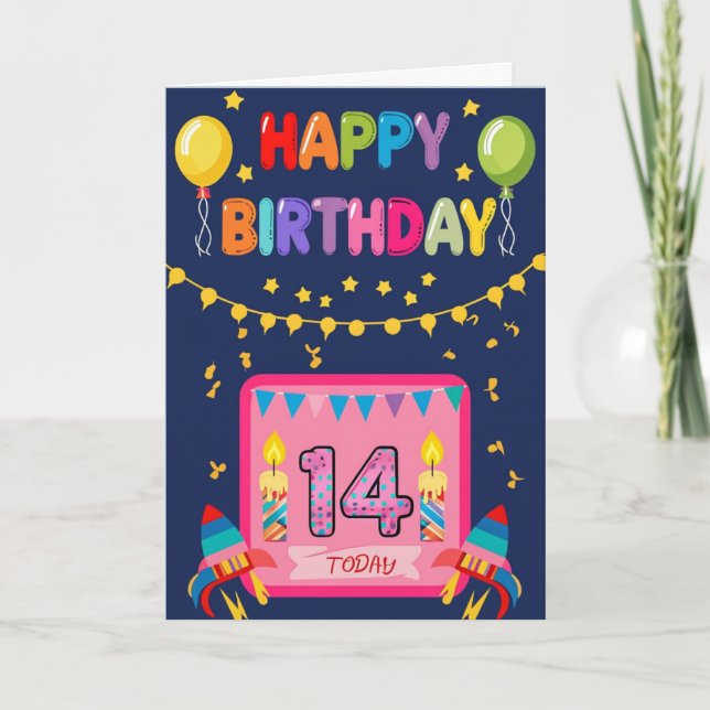 Tarjeta Feliz 14º cumpleaños (Anverso)
