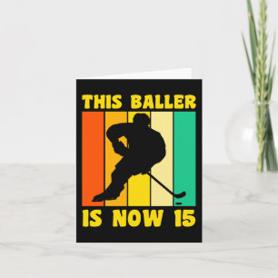 Tarjeta Feliz 15 cumpleaños Hockey sobre hielo Retro de 15