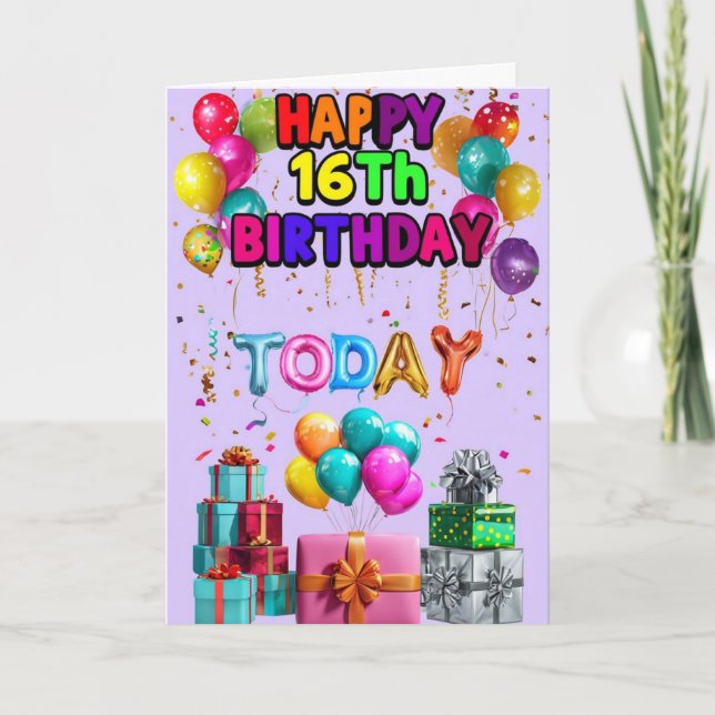 Tarjeta Feliz 16º cumpleaños (Anverso)