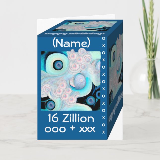 Tarjeta Feliz 16º cumpleaños - 16 zilllones abrazos y beso (Anverso)