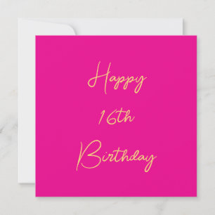 Tarjeta Feliz 16º cumpleaños Dieciséis Gold Hot Pink 2025