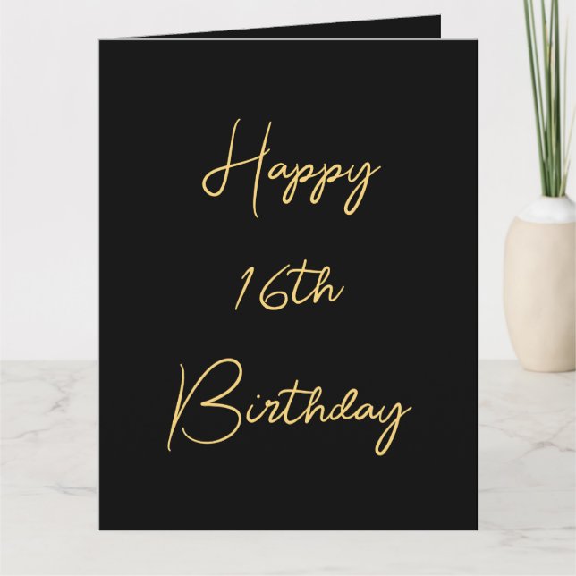 Tarjeta Feliz 16º cumpleaños Dieciséis Personalizados negr (Anverso)